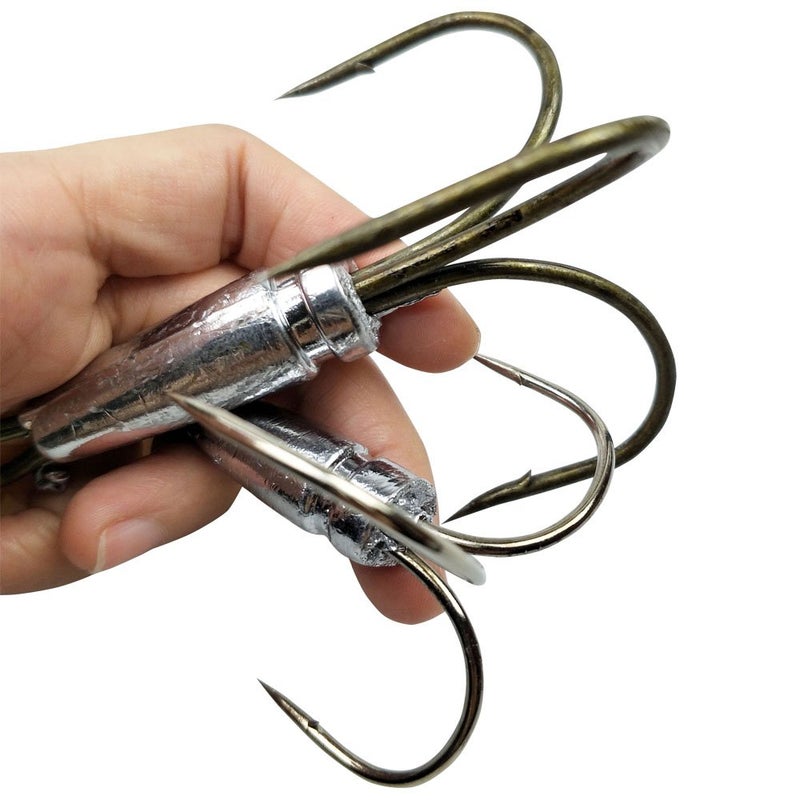 Laxygo Snagging Hooks Snagging Weighted Treble Hooks 2pcs/Pack Fishing Hooks 5 Sizes 0.7oz 1.1oz 1.6oz 2.1oz 2.8oz - Image 1